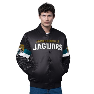 Jacksonville Jaguars Starter Black Triple Option Satin Varsity Full-Snap Jacket