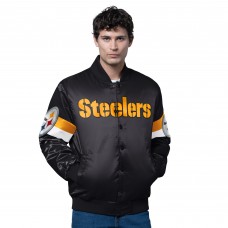 Pittsburgh Steelers Starter Black Triple Option Satin Varsity Full-Snap Jacket
