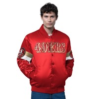 San Francisco 49ers Starter Scarlet Triple Option Satin Varsity Full-Snap Jacket