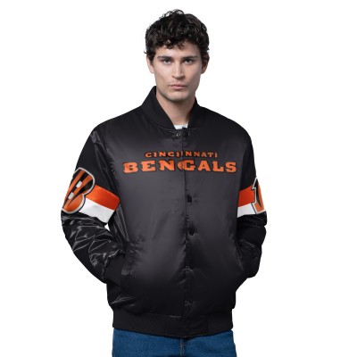 Cincinnati Bengals Starter Black Triple Option Satin Varsity Full-Snap Jacket