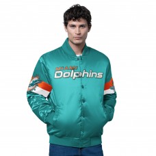 Miami Dolphins Starter Aqua Triple Option Satin Varsity Full-Snap Jacket