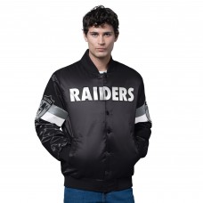 Las Vegas Raiders Starter Black Triple Option Satin Varsity Vintage Logo Full-Snap Jacket
