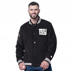 New York Giants Starter Black Blackout Corduroy Full-Snap Varsity Jacket