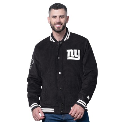 New York Giants Starter Black Blackout Corduroy Full-Snap Varsity Jacket
