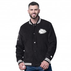 Kansas City Chiefs Starter Black Blackout Corduroy Full-Snap Varsity Jacket