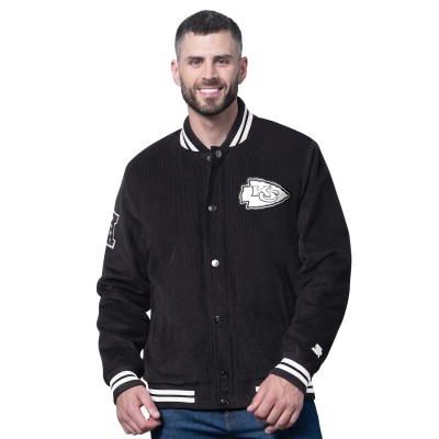 Kansas City Chiefs Starter Black Blackout Corduroy Full-Snap Varsity Jacket