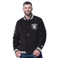 Las Vegas Raiders Starter Black Blackout Corduroy Full-Snap Varsity Jacket