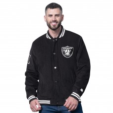 Las Vegas Raiders Starter Black Blackout Corduroy Full-Snap Varsity Jacket