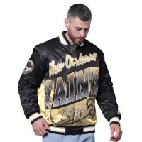 New Orleans Saints Starter Black Pass Rush Varsity Full-Snap Jacket