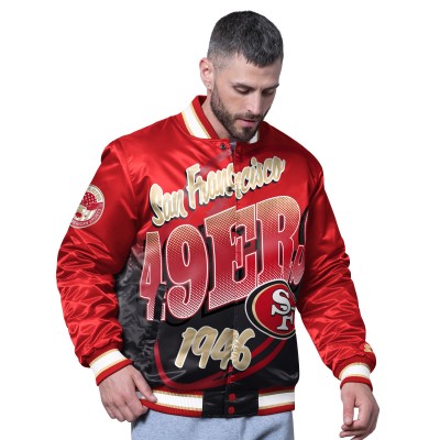 San Francisco 49ers Starter Scarlet Pass Rush Varsity Full-Snap Jacket