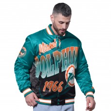 Miami Dolphins Starter Aqua Pass Rush Varsity Full-Snap Jacket