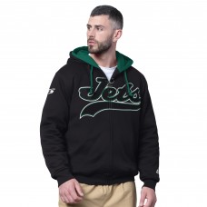New York Jets Starter Black Big Shot Full-Zip Double Hoodie New York Jets Starter Black Big Shot Full-Zip Double Hoodie