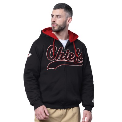 Kansas City Chiefs Starter Black Big Shot Full-Zip Double Hoodie
