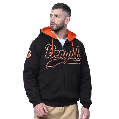 Cincinnati Bengals Starter Black Big Shot Full-Zip Double Hoodie
