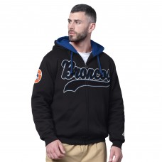 Denver Broncos Starter Black Big Shot Throwback Full-Zip Double Hoodie Denver Broncos Starter Black Big Shot Throwback Full-Zip Double Hoodie