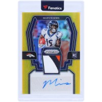 Marvin Mims Denver Broncos Autographed 2023 Panini Prizm Gold Rookie Patch Autograph 3 Color Relic #RPA-MM #2/10 Rookie Card