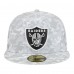 Бейсболка Las Vegas Raiders New Era White 2025 Salute to Service Fan Pack 59FIFTY