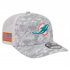 Бейсболка Miami Dolphins New Era Gray Salute to Service Fan Pack 9SEVENTY Trucker