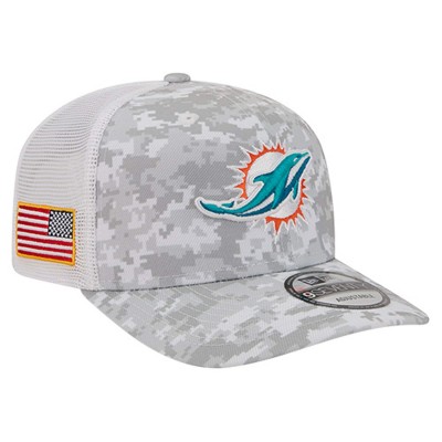 Бейсболка Miami Dolphins New Era Gray Salute to Service Fan Pack 9SEVENTY Trucker