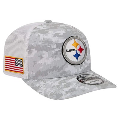 Бейсболка Pittsburgh Steelers New Era Gray Salute to Service Fan Pack 9SEVENTY Trucker