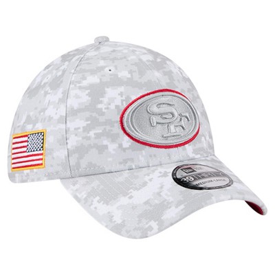 Бейсболка San Francisco 49ers New Era White 2025 Salute to Service Digital Camo Fan Pack 39THIRTY