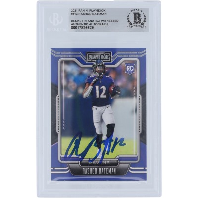 Rashod Bateman Baltimore Ravens Autographed 2021 Panini Playbook #113 Beckett Fanatics Witnessed Authenticated Rookie Card