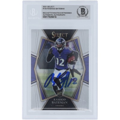 Rashod Bateman Baltimore Ravens Autographed 2021 Panini Select #155 Beckett Fanatics Witnessed Authenticated Rookie Card