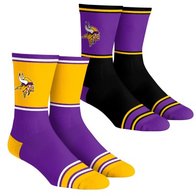 Unisex Minnesota Vikings Rock Em Socks 2-Pack Color Block Crew Socks Set