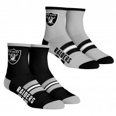 Unisex Las Vegas Raiders Rock Em Socks 2-Pack Multi Stripe Quarter Socks Set