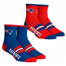Unisex New England Patriots Rock Em Socks 2-Pack Multi Stripe Quarter Socks Set