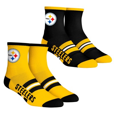 Unisex Pittsburgh Steelers Rock Em Socks 2-Pack Multi Stripe Quarter Socks Set