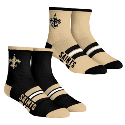 Unisex New Orleans Saints Rock Em Socks 2-Pack Multi Stripe Quarter Socks Set