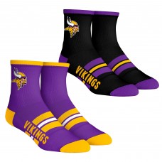 Unisex Minnesota Vikings Rock Em Socks 2-Pack Multi Stripe Quarter Socks Set