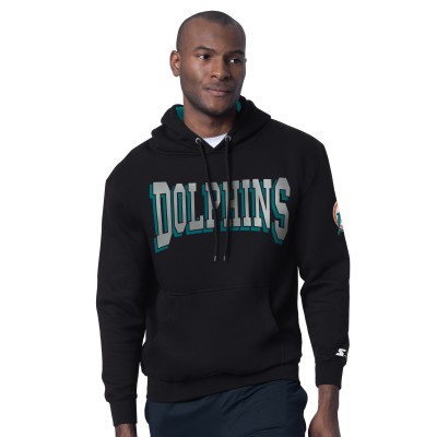 Miami Dolphins Starter Black Thursday Night Gridiron Hoodie with Vintage Logo