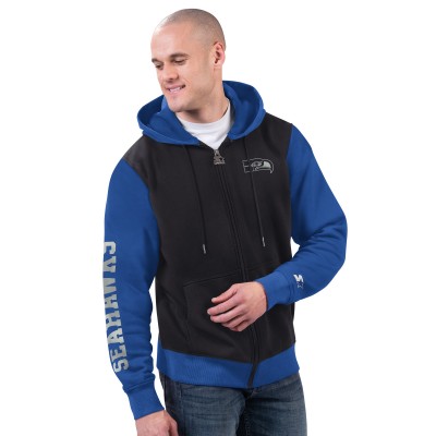 Seattle Seahawks Starter Black/Royal Thursday Night Gridiron Full-Zip Hoodie