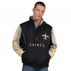 New Orleans Saints Starter Black Thursday Night Gridiron Half-Zip Jacket New Orleans Saints Starter Black Thursday Night Gridiron Half-Zip Jacket