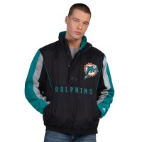 Miami Dolphins Starter Black Thursday Night Gridiron Vintage Logo Half-Zip Jacket