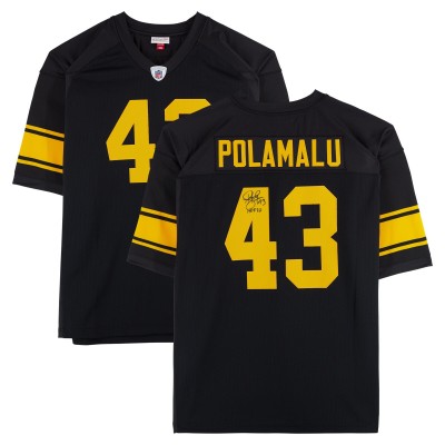 Игровая джерси Troy Polamalu Pittsburgh Steelers Autographed Fanatics Authentic Black Mitchell & Ness Authentic with HOF 20 Inscription