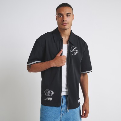 Unisex San Francisco 49ers Off Season Black Heavy Jersey Zip-Up T-Shirt