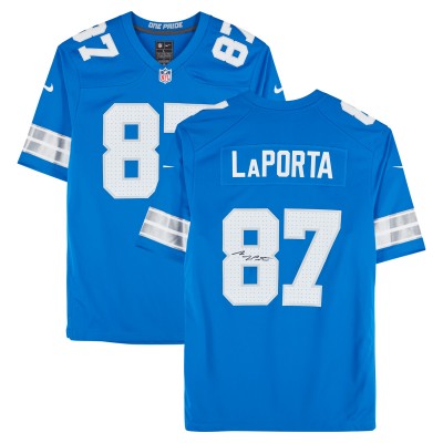 Игровая джерси Sam LaPorta Detroit Lions Autographed Fanatics Authentic Blue Nike Game
