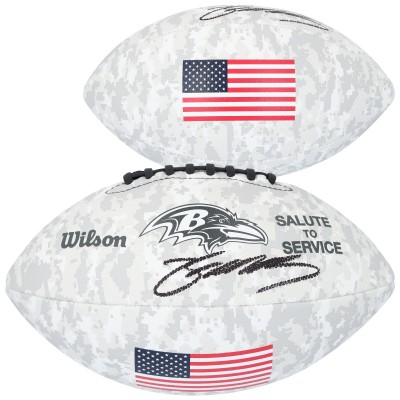 Zay Flowers Baltimore Ravens Autographed Fanatics Authentic 2024 Salute To Service Wilson Football