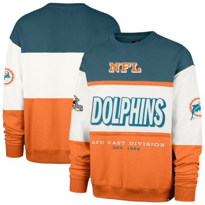 Miami Dolphins 47 Aqua/Orange Throwback Breeze Maximalist Sweatshirt