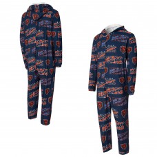 Chicago Bears Concepts Sport Navy Shuffle All-Over-Print Microfleece Full-Zip Union Suit Chicago Bears Concepts Sport Navy Shuffle All-Over-Print Microfleece Full-Zip Union Suit