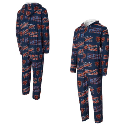 Chicago Bears Concepts Sport Navy Shuffle All-Over-Print Microfleece Full-Zip Union Suit