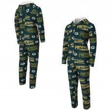 Green Bay Packers Concepts Sport Green Shuffle All-Over-Print Microfleece Full-Zip Union Suit Green Bay Packers Concepts Sport Green Shuffle All-Over-Print Microfleece Full-Zip Union Suit