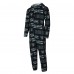 Las Vegas Raiders Concepts Sport Black Shuffle All-Over-Print Microfleece Full-Zip Union Suit