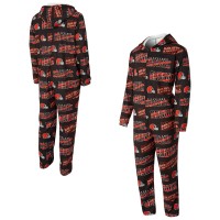 Cleveland Browns Concepts Sport Brown Shuffle All-Over-Print Microfleece Full-Zip Union Suit