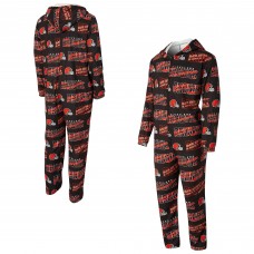 Cleveland Browns Concepts Sport Brown Shuffle All-Over-Print Microfleece Full-Zip Union Suit Cleveland Browns Concepts Sport Brown Shuffle All-Over-Print Microfleece Full-Zip Union Suit