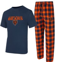Футболка Chicago Bears Concepts Sport Navy/Orange Avondale & Flannel Pants Set