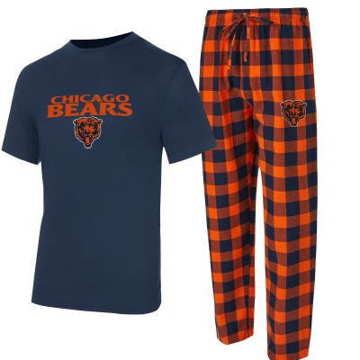 Футболка Chicago Bears Concepts Sport Navy/Orange Avondale & Flannel Pants Set